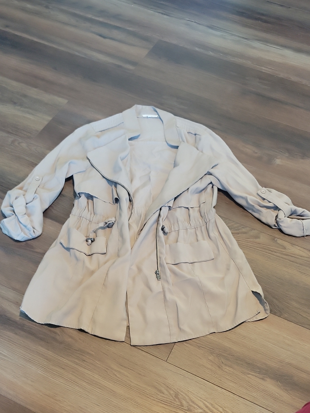 Promesa Light Beige Drawstring Trench Coat